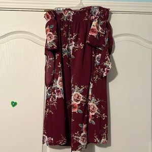 Maroon Off the shoulder dress